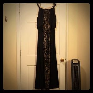 NWOT women's black and nude maxi dress